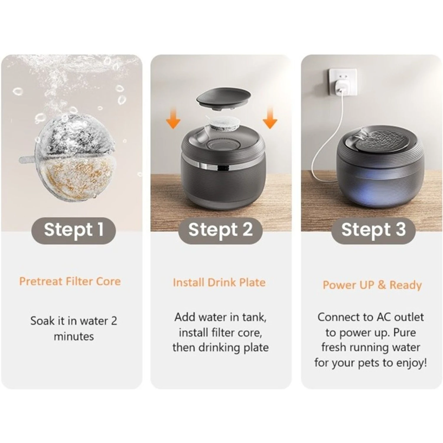 GroovyPets 2.5-L Translucent Pet Drinking Water Fountain Waterer For Cats & Dogs 6 GroovyPets 2.5-L Translucent Pet Drinking Water Fountain Waterer For Cats & Dogs - Image 4