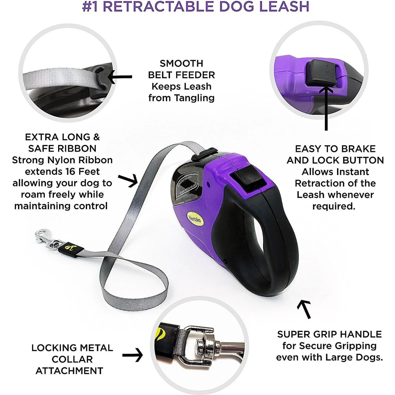Hertzko Nylon Retractable Dog Leash 5 Hertzko Nylon Retractable Dog Leash - Image 3