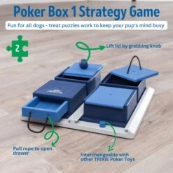 TRIXIE Activity Poker Box Activity Strategy Game Dog Toy, Level 2 -Blue Buffalo Shop 118931 PT3. AC SS1800 V1686329110