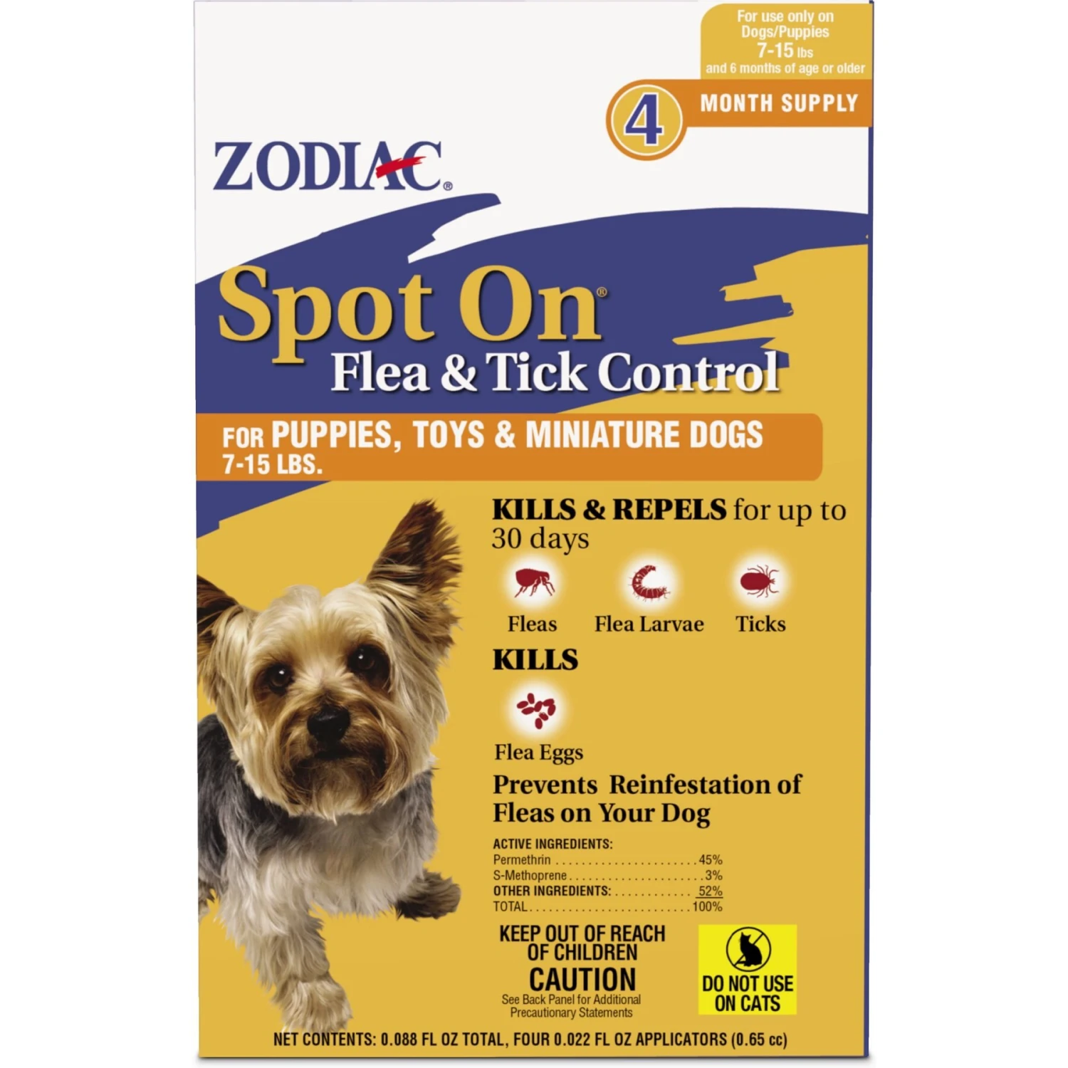 Zodiac Flea & Tick Spot Treatment For Dogs, 7-15 Lbs 3 Zodiac Flea & Tick Spot Treatment For Dogs, 7-15 Lbs
