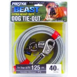 Boss Pet Prestige Dog Tie-Out With Spring, Beast, Silver