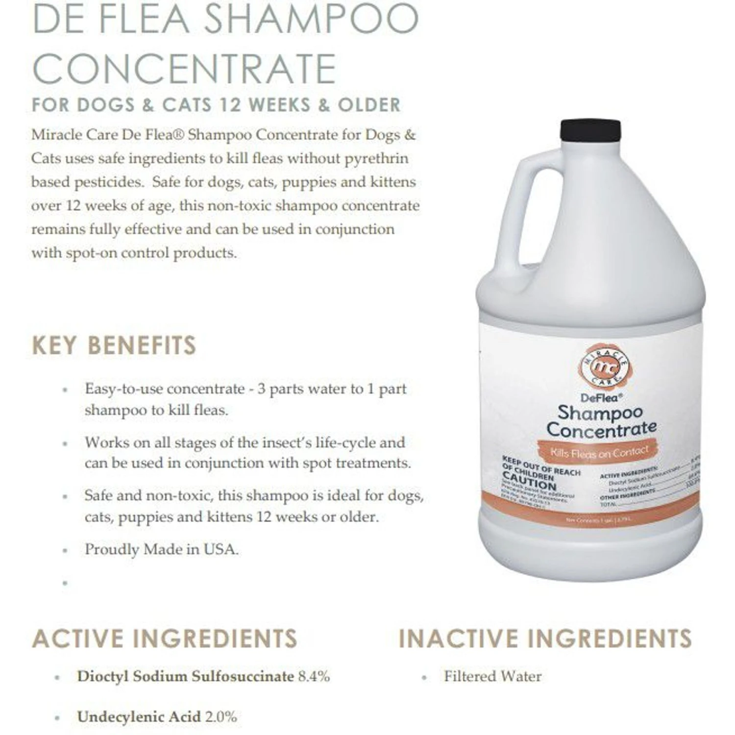 Miracle Care De Flea Shampoo Concentrate For Dogs & Cats 4 Miracle Care De Flea Shampoo Concentrate For Dogs & Cats - Image 2