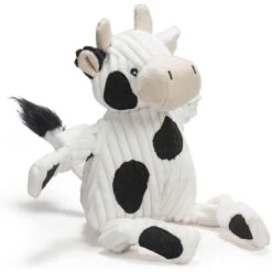 HuggleHounds Barnyard Durable Plush Corduroy Knottie Cow Squeaky Dog Toy -Blue Buffalo Shop 145373 PT3. AC SS1800 V1601034401