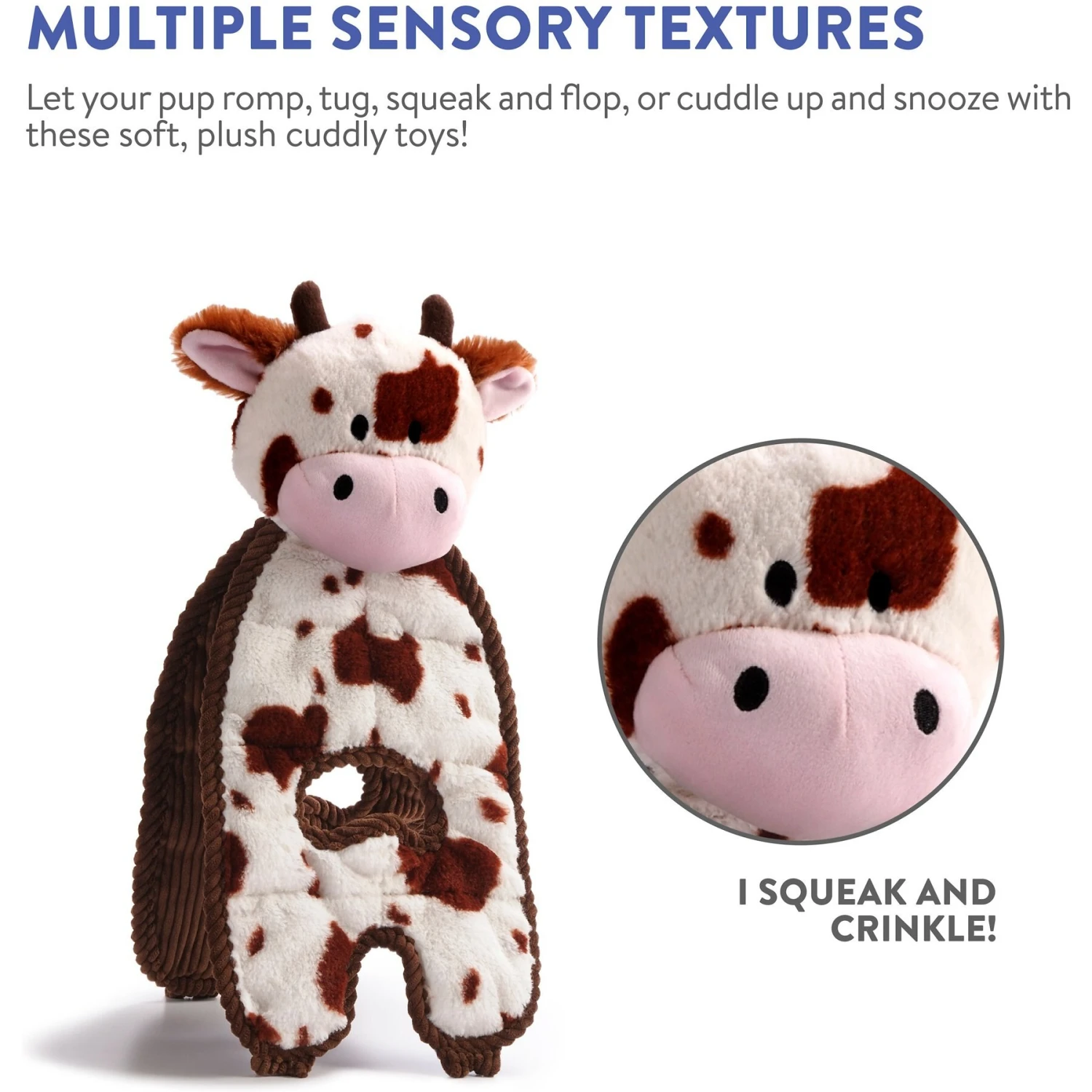 Charming Pet Cuddle Tugs Cow Squeaky Plush Dog Toy 9 Charming Pet Cuddle Tugs Cow Squeaky Plush Dog Toy - Image 7