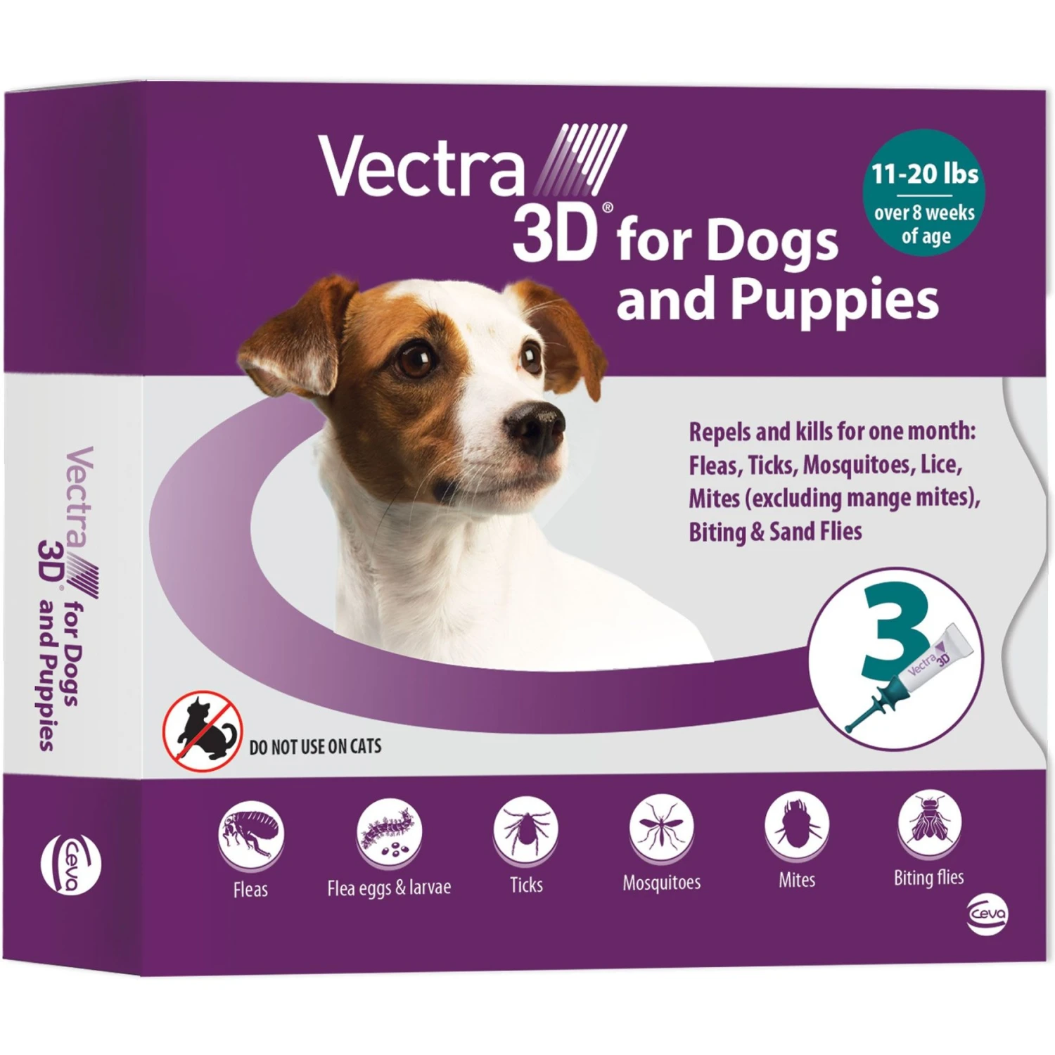 Vectra 3D Flea & Tick Spot Treatment For Dogs, 11-20 Lbs 3 Vectra 3D Flea & Tick Spot Treatment For Dogs, 11-20 Lbs