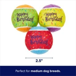 Frisco Birthday Fetch Squeaky Tennis Ball Dog Toy -Blue Buffalo Shop 162914 PT1. AC SS1800 V1692020077