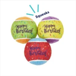 Frisco Birthday Fetch Squeaky Tennis Ball Dog Toy -Blue Buffalo Shop 162914 PT2. AC SS1800 V1692020013