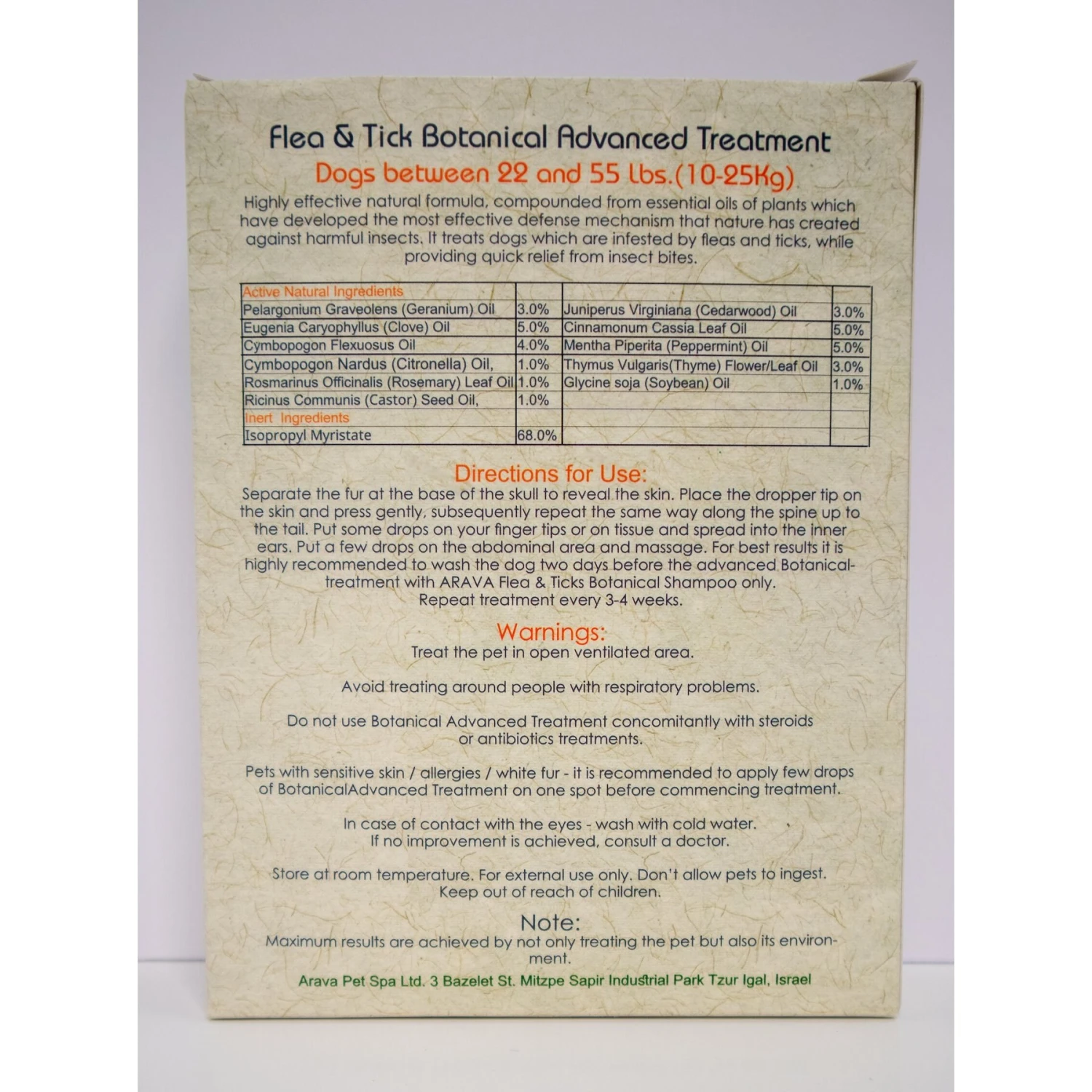 Arava Dead Sea Pet Spa Flea & Tick Spot Treatment For Dogs, 22-55 Lbs 4 Arava Dead Sea Pet Spa Flea & Tick Spot Treatment For Dogs, 22-55 Lbs - Image 2