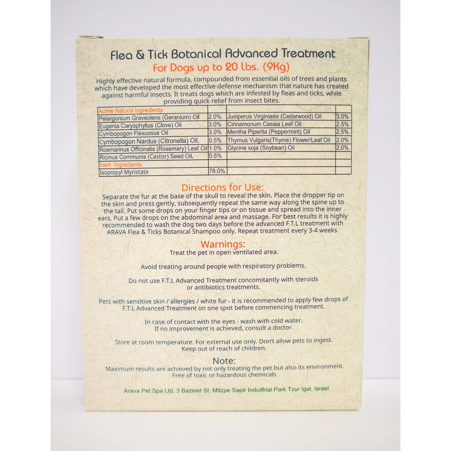 Arava Dead Sea Pet Spa Flea & Tick Spot Treatment For Dogs, Up To 20 Lbs 4 Arava Dead Sea Pet Spa Flea & Tick Spot Treatment For Dogs, Up To 20 Lbs - Image 2