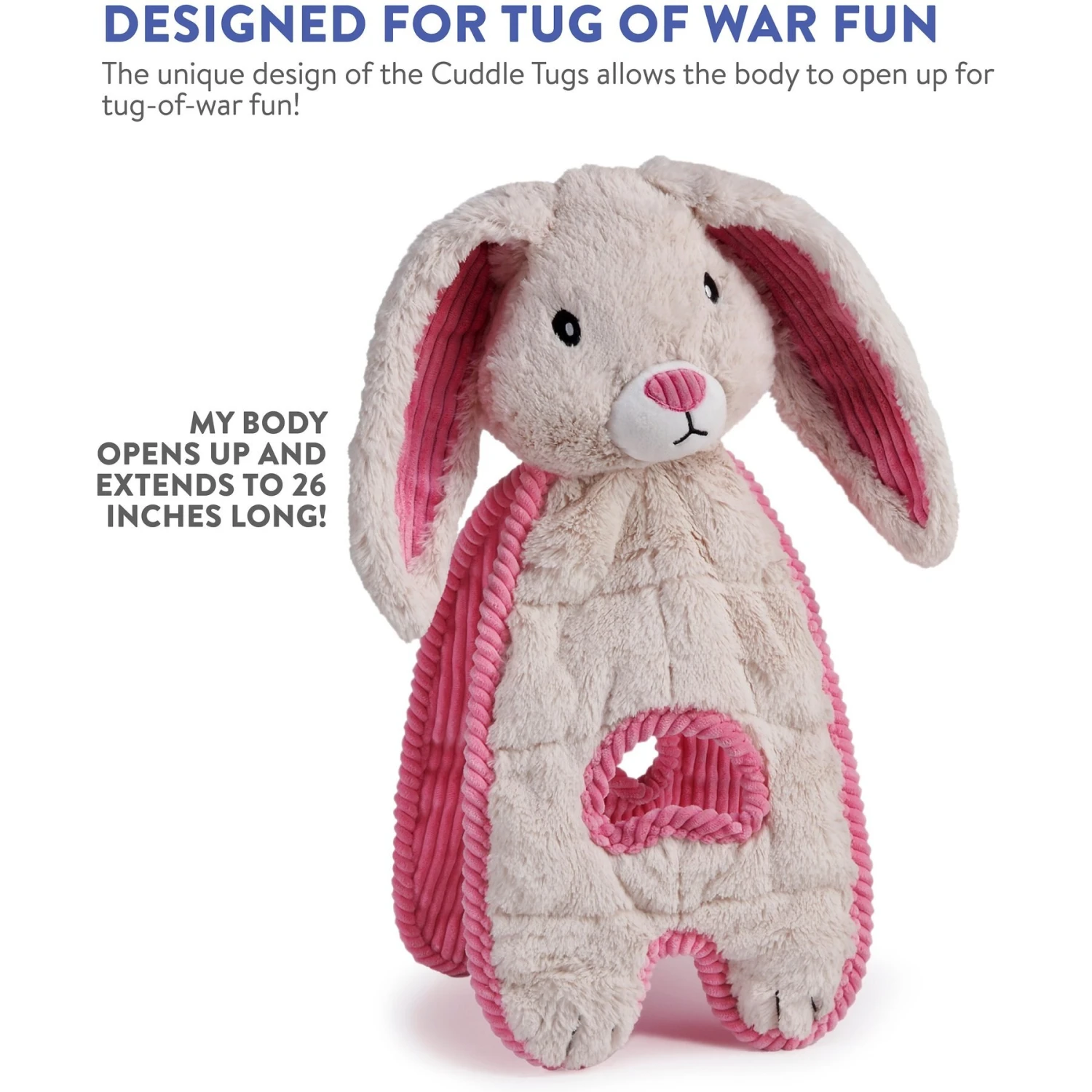 Charming Pet Cuddle Tugs Bunny Squeaky Plush Dog Toy 7 Charming Pet Cuddle Tugs Bunny Squeaky Plush Dog Toy - Image 5