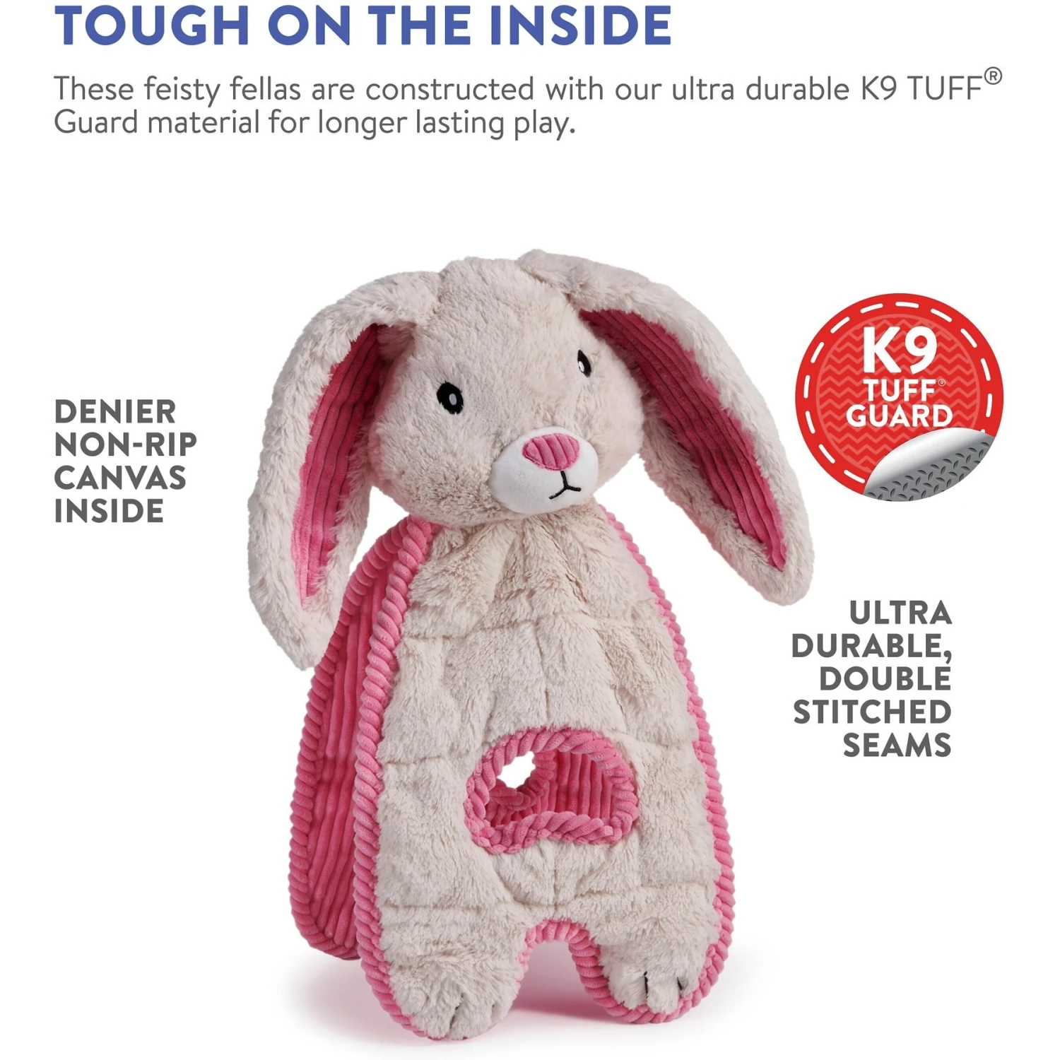 Charming Pet Cuddle Tugs Bunny Squeaky Plush Dog Toy 8 Charming Pet Cuddle Tugs Bunny Squeaky Plush Dog Toy - Image 6