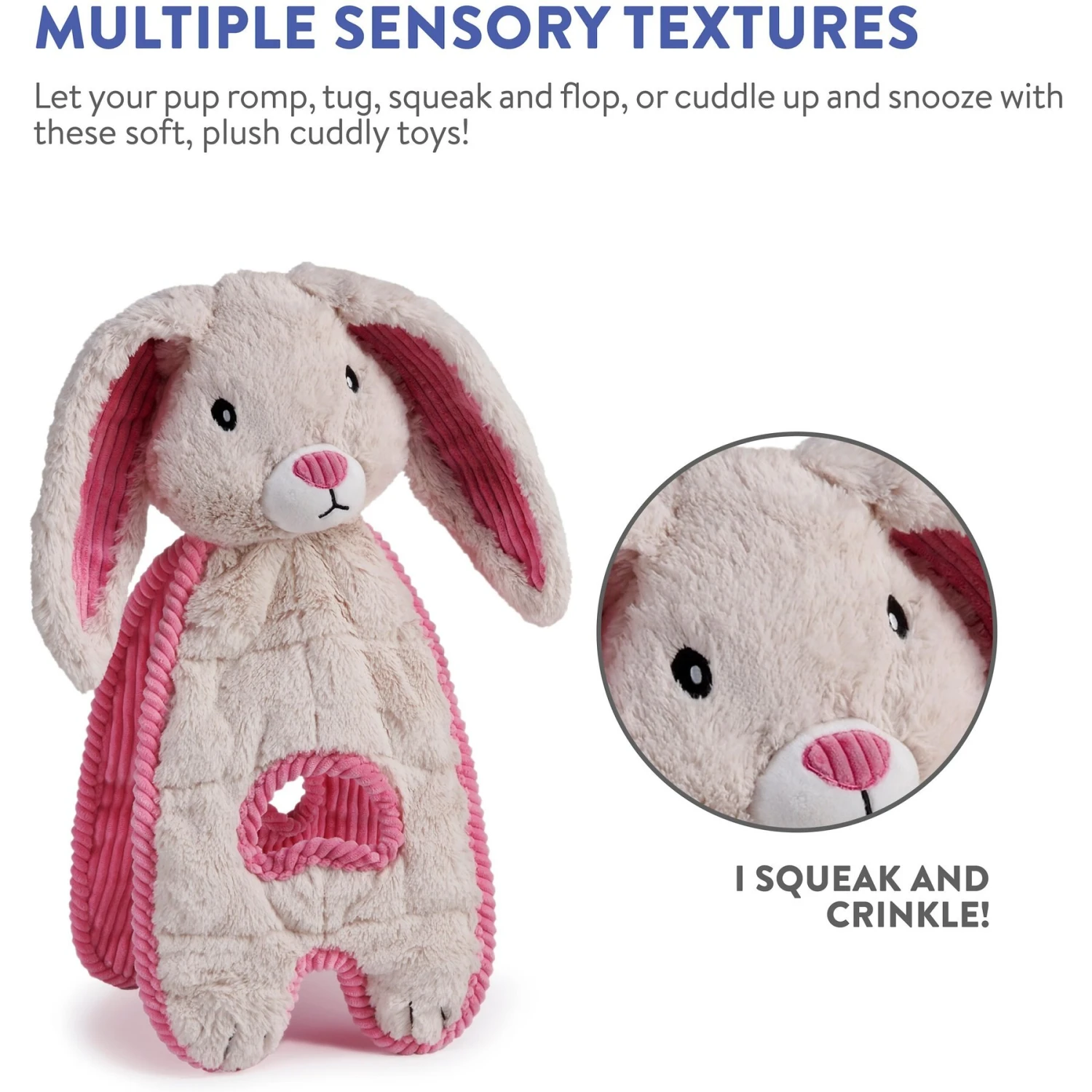 Charming Pet Cuddle Tugs Bunny Squeaky Plush Dog Toy 9 Charming Pet Cuddle Tugs Bunny Squeaky Plush Dog Toy - Image 7