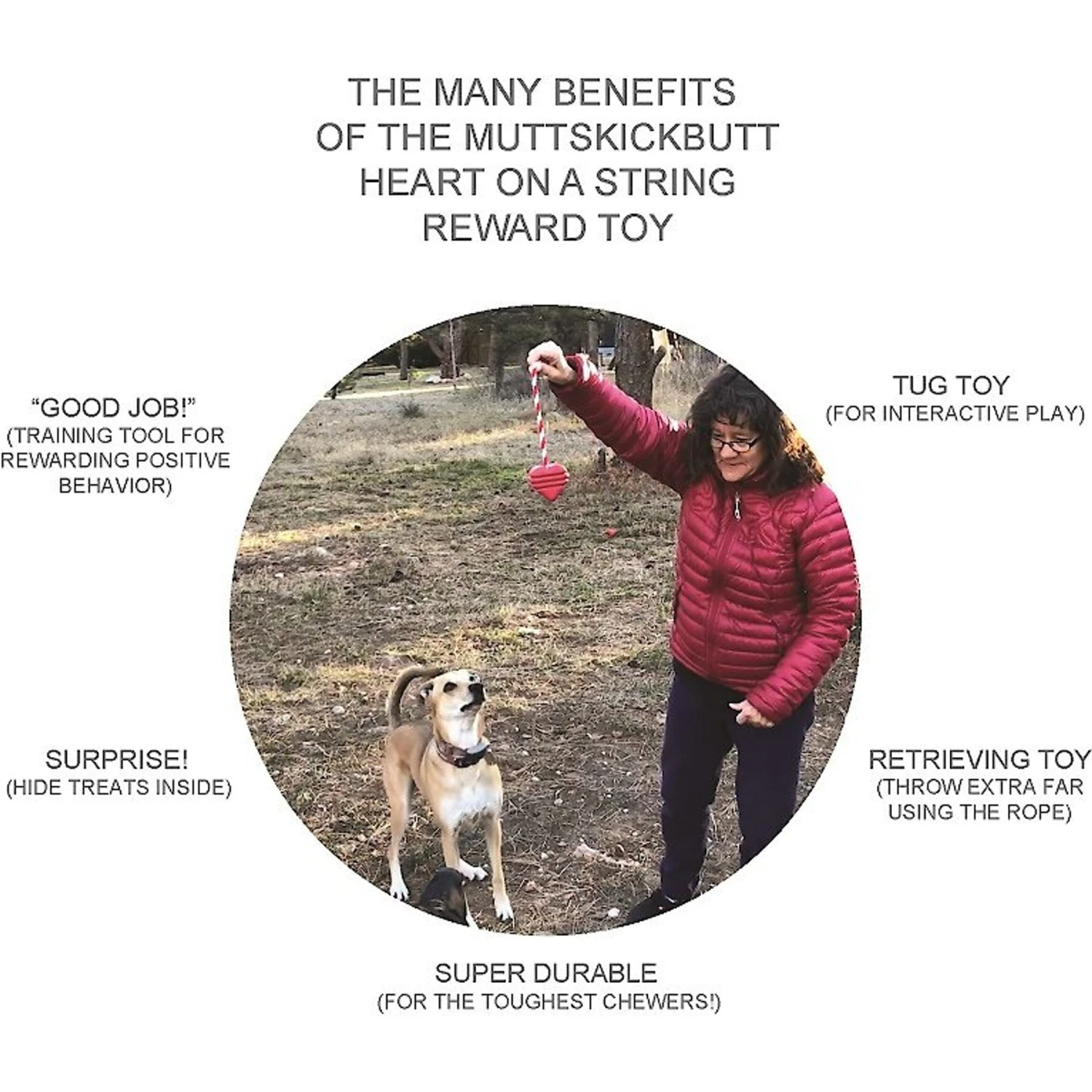 MuttsKickButt Heart On A String Treat Dispensing Tough Dog Chew Toy 6 MuttsKickButt Heart On A String Treat Dispensing Tough Dog Chew Toy - Image 4