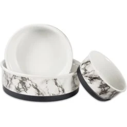Bone Dry Non-Skid White Marble Ceramic Dog & Cat Bowl Set -Blue Buffalo Shop 185447 PT5. AC SS1800 V1599182465