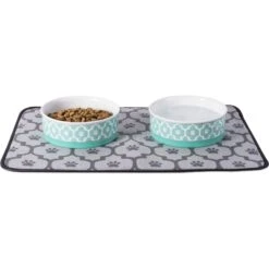 Bone Dry Paw Lattice Print Non-Skid Ceramic Dog & Cat Bowl Set -Blue Buffalo Shop 185453 PT2. AC SS1800 V1599195679