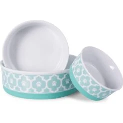 Bone Dry Paw Lattice Print Non-Skid Ceramic Dog & Cat Bowl Set -Blue Buffalo Shop 185453 PT5. AC SS1800 V1599190890