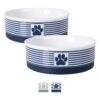 Bone Dry Striped Non-Skid Ceramic Dog & Cat Bowl Set -Blue Buffalo Shop 185464 MAIN. AC SS1800 V1579900746