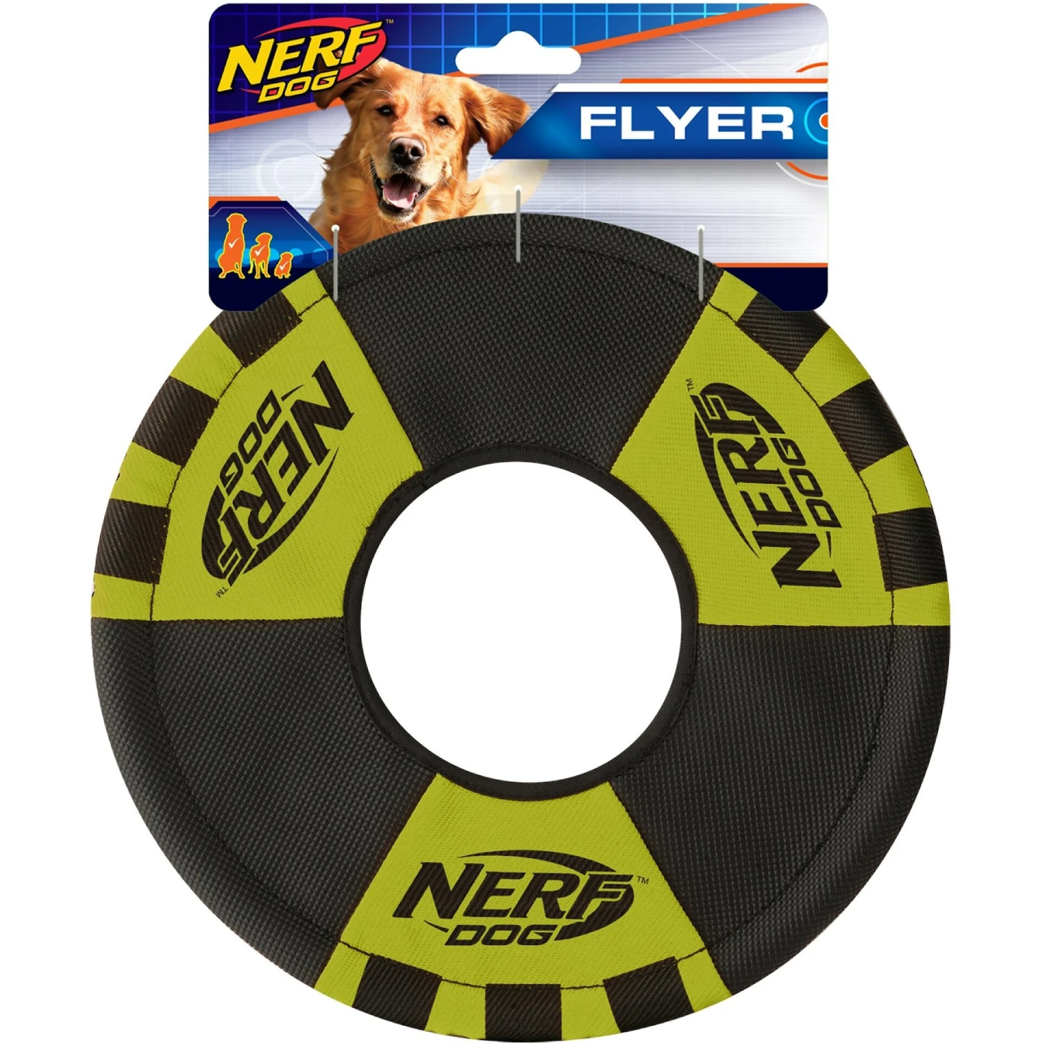 Nerf Dog Flyer Trackshot Toss Tug Ring Dog Toy, 9-in 3 Nerf Dog Flyer Trackshot Toss Tug Ring Dog Toy, 9-in