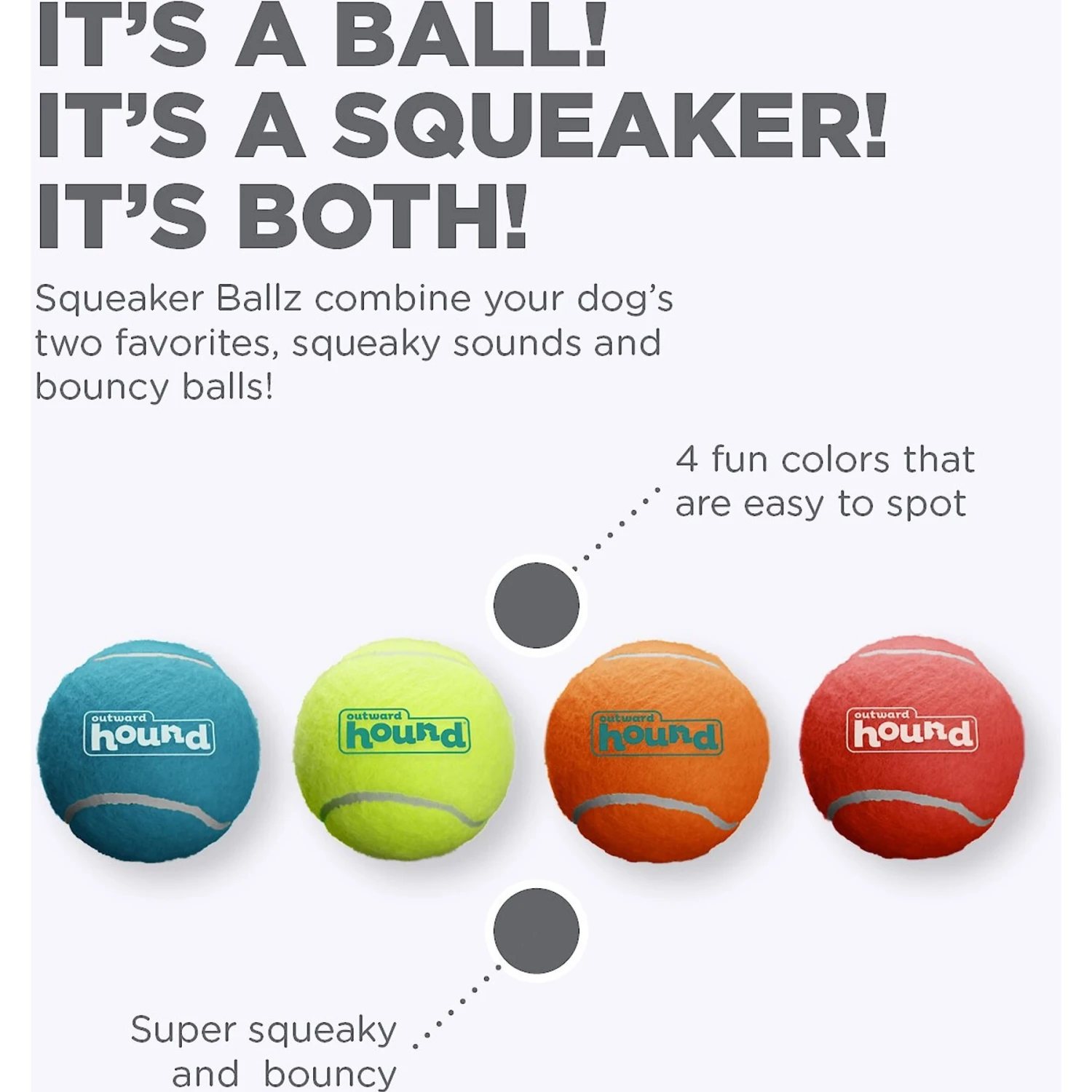 Outward Hound Squeaker Ballz Dog Toy 4 Outward Hound Squeaker Ballz Dog Toy - Image 2