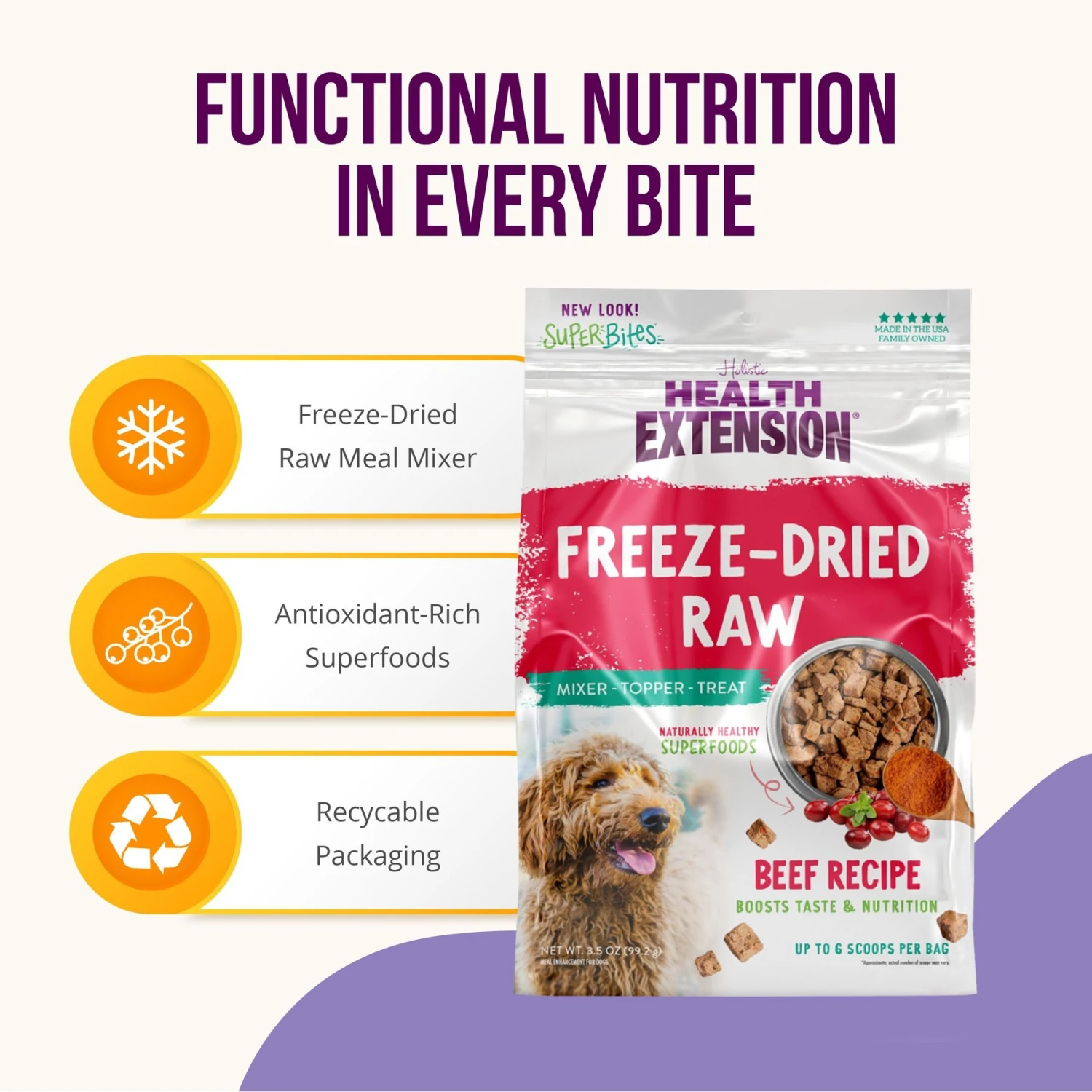 Health Extension Super Bites Beef Recipe Freeze-Dried Raw Dog Food Mixer 5 Health Extension Super Bites Beef Recipe Freeze-Dried Raw Dog Food Mixer - Image 3