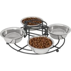 Frisco Multi Pet Feeding 4-Bowls Stainless Steel Dog & Cat Bowls, 0.5 Cup -Blue Buffalo Shop 213787 PT2. AC SS1800 V1598450208