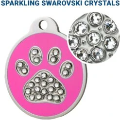 GoTags Stainless Steel Personalized Dog & Cat ID Tag, Swarovski Crystal Paw Print -Blue Buffalo Shop 213974 PT2. AC SS1800 V1575994980