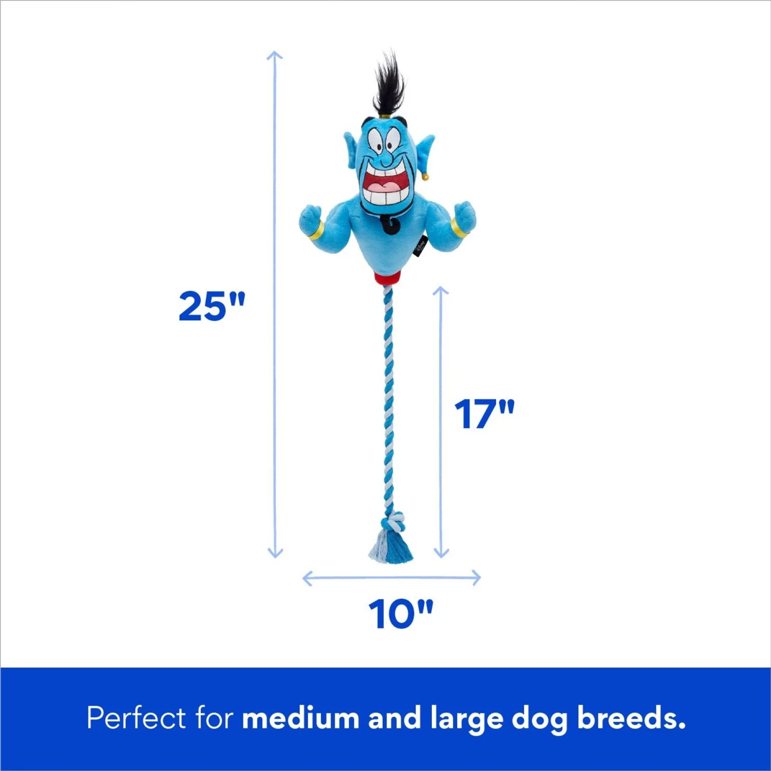 Disney Genie Plush With Rope Squeaky Dog Toy 4 Disney Genie Plush With Rope Squeaky Dog Toy - Image 2