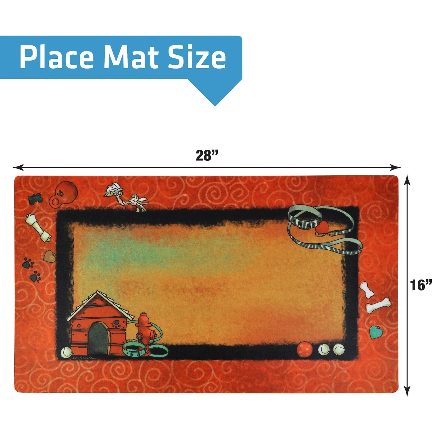 Drymate Red Border Red Dog House Dog Bowl Place Mat 4 Drymate Red Border Red Dog House Dog Bowl Place Mat - Image 2