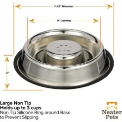 Neater Pets Non-Skid Non-Tip Stainless Steel Slow Feeder Dog Bowl 14 Neater Pets Non-Skid Non-Tip Stainless Steel Slow Feeder Dog Bowl -Blue Buffalo Shop 224737 PT4. AC SS1800 V1631138515