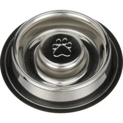 Neater Pets Non-Skid Non-Tip Stainless Steel Slow Feeder Dog Bowl