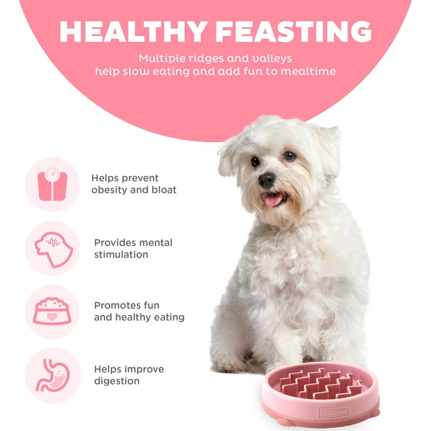 Outward Hound Non-Skid Plastic Slow Feeder Wave Dog Bowl 6 Outward Hound Non-Skid Plastic Slow Feeder Wave Dog Bowl - Image 4