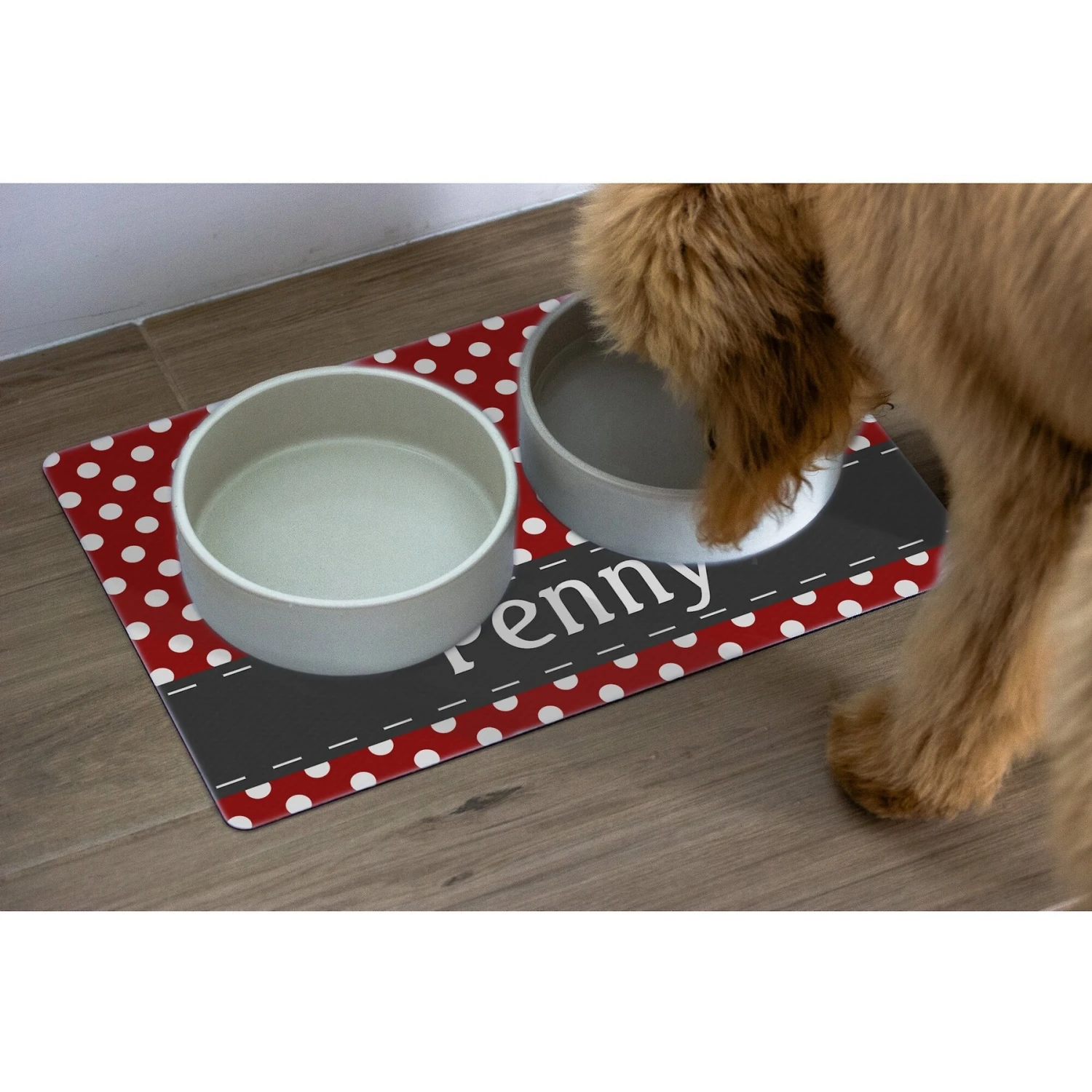 904 Custom Polka Dot Personalized Dog & Cat Placemat 4 904 Custom Polka Dot Personalized Dog & Cat Placemat - Image 2
