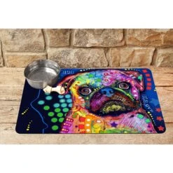 Bungalow Flooring Pug By Dean Russo Place Dog Mat, 36 X 23-in -Blue Buffalo Shop 235689 PT1. AC SS1800 V1591390344