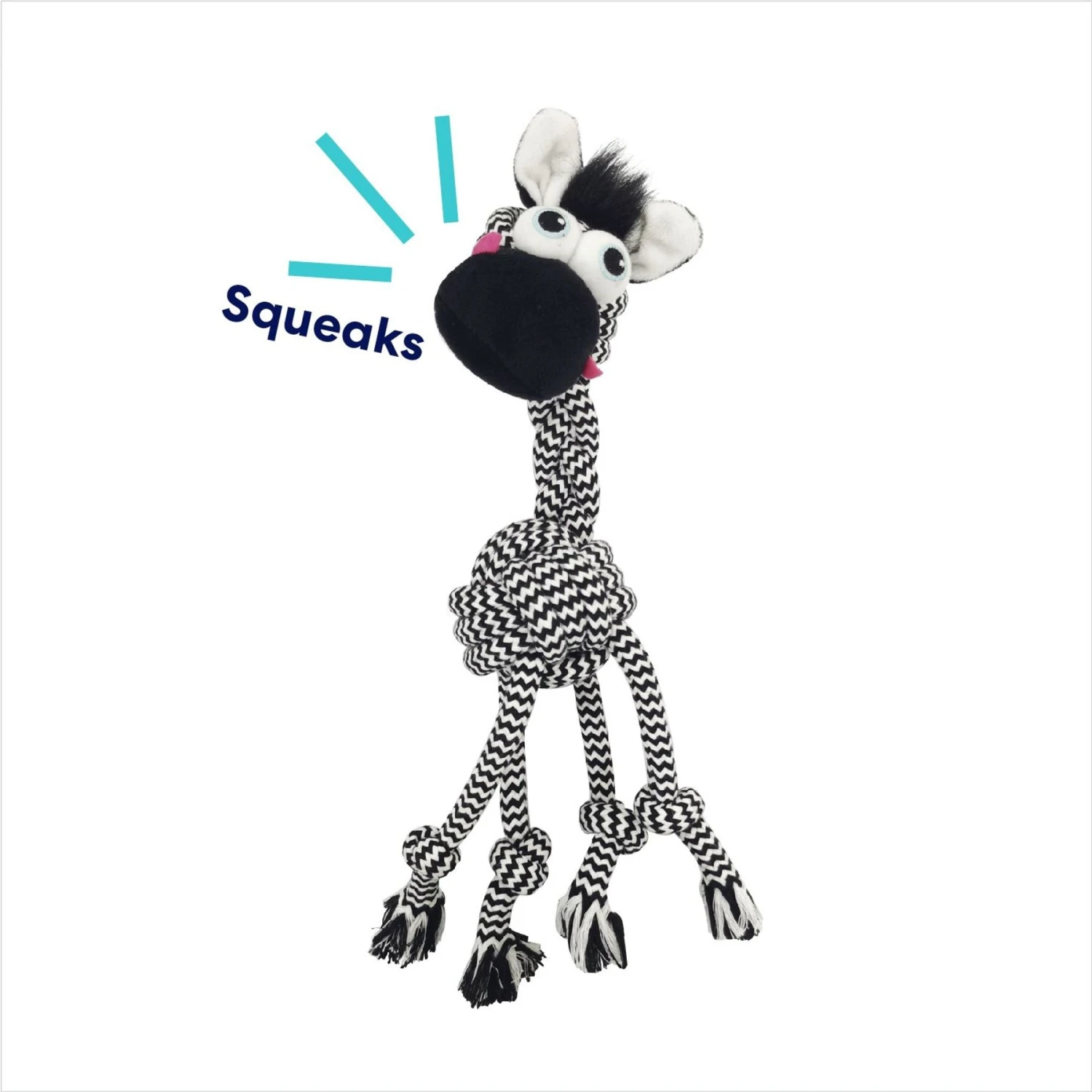 Frisco Zebra Rope Squeaky Dog Toy 5 Frisco Zebra Rope Squeaky Dog Toy - Image 3