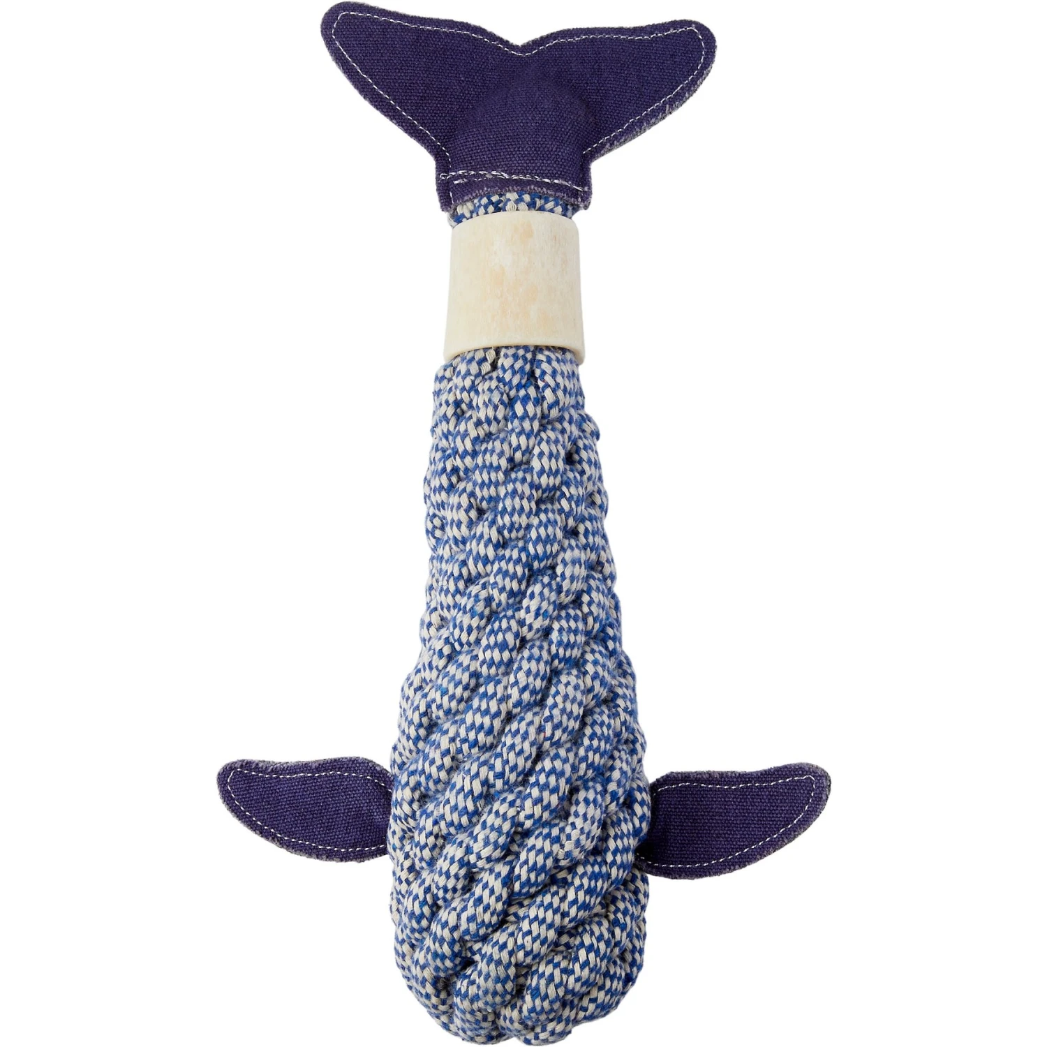 Bones & Chews Rope Whale Crinkle With Bone Dog Toy, 12" 3 Bones & Chews Rope Whale Crinkle With Bone Dog Toy, 12"