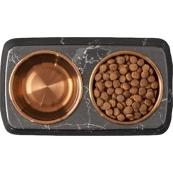 Frisco Copper Stainless Steel Double Dog & Cat Bowls With Black Marble Stand -Blue Buffalo Shop 253058 PT5. AC SS1800 V1616595394