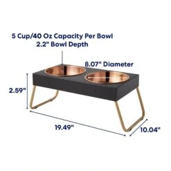 Frisco Copper Stainless Steel Elevated Foldable Double Dog & Cat Bowls -Blue Buffalo Shop 253060 PT1. AC SS1800 V1685731990
