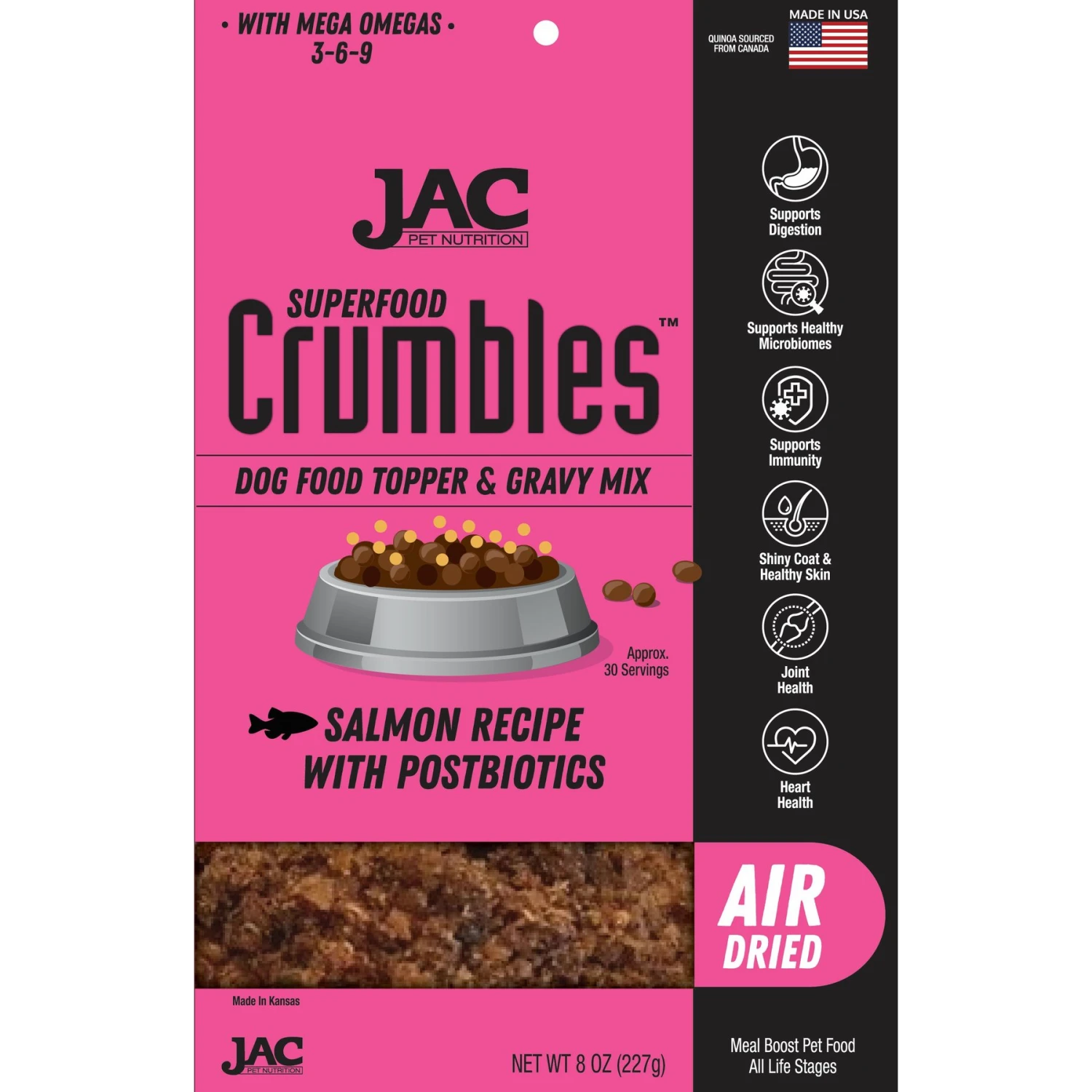 JAC Pet Nutrition Wild Alaskan Salmon Dehydrated Superfood Dog & Cat Meal Topper 3 JAC Pet Nutrition Wild Alaskan Salmon Dehydrated Superfood Dog & Cat Meal Topper