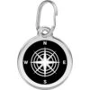 Red Dingo Compass Stainless Steel Personalized Dog & Cat ID Tag, Black