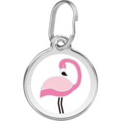 Red Dingo Flamingo Stainless Steel Personalized Dog & Cat ID Tag