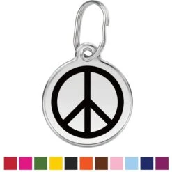 Red Dingo Peace Sign Stainless Steel Personalized Dog & Cat ID Tag
