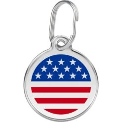 Red Dingo USA Flag Stainless Steel Personalized Dog & Cat ID Tag
