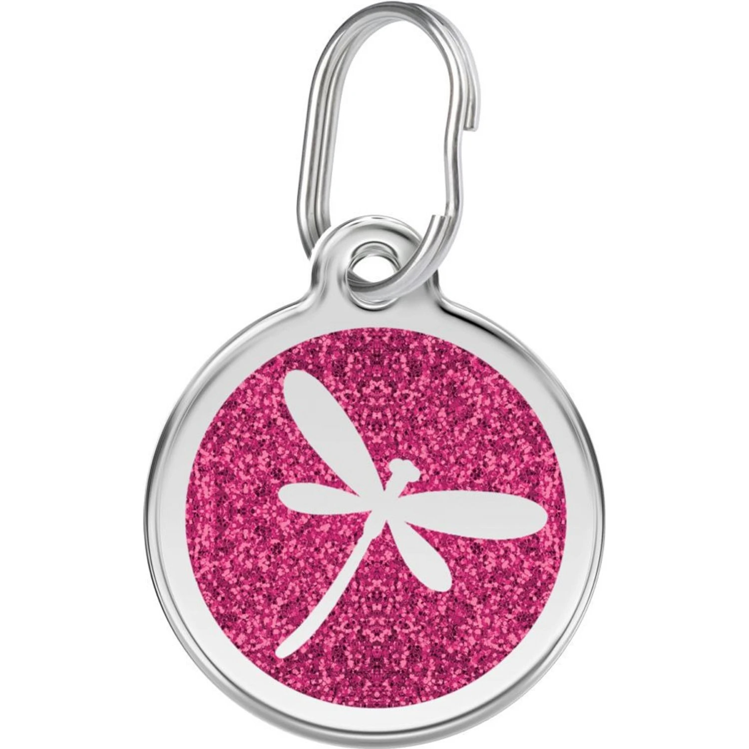 Red Dingo Glitter Dragonfly Stainless Steel Personalized Dog & Cat ID Tag, Pink 3 Red Dingo Glitter Dragonfly Stainless Steel Personalized Dog & Cat ID Tag, Pink