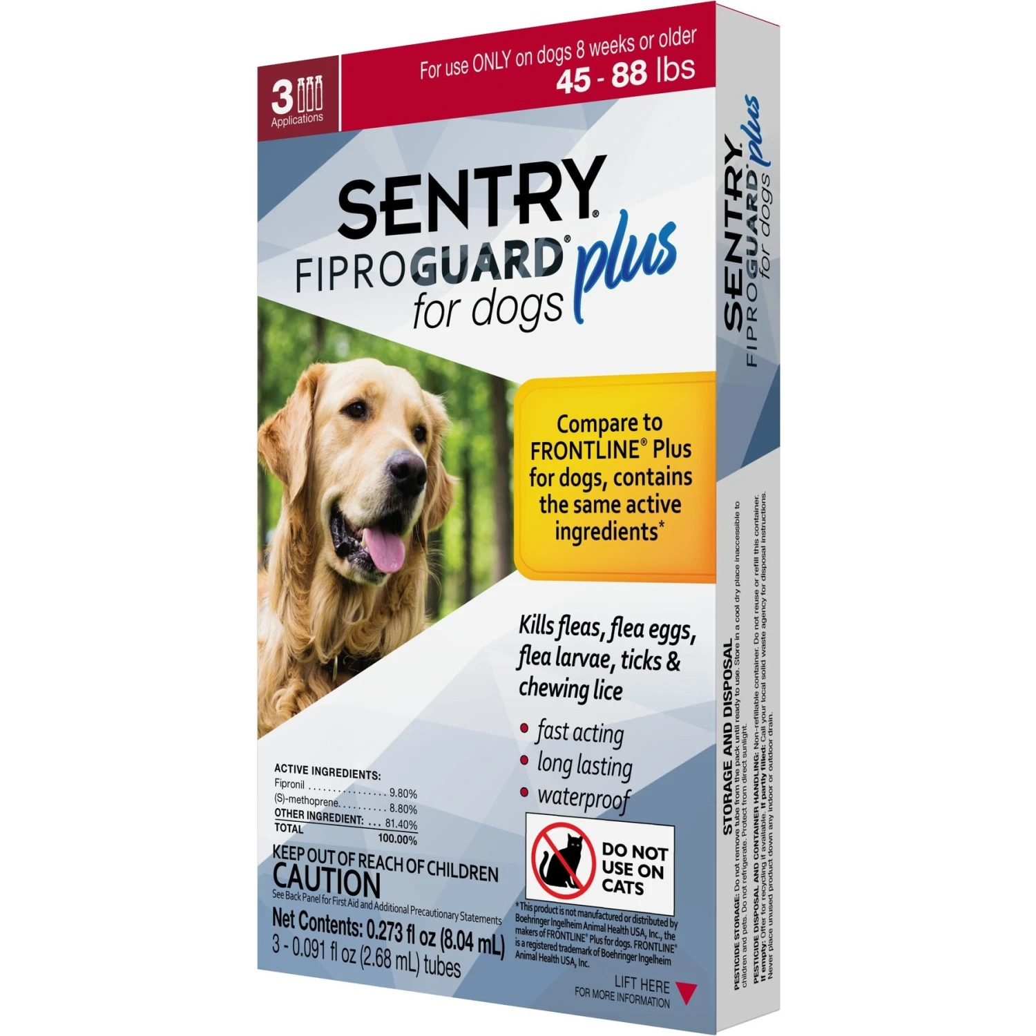 Sentry Fiproguard Plus Squeeze-On Dog Flea & Tick Treatment, 45 - 88lbs 3 Sentry Fiproguard Plus Squeeze-On Dog Flea & Tick Treatment, 45 - 88lbs