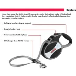 KONG Retractable Explore Reflective Retractable Dog Leash -Blue Buffalo Shop 264957 PT4. AC SS1800 V1610862256