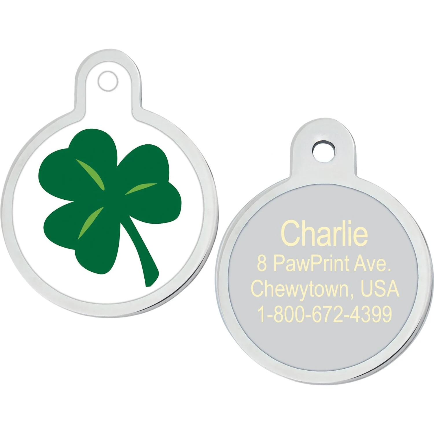 Quick-Tag Personalized Dog & Cat ID Tag, Circle Shamrock 3 Quick-Tag Personalized Dog & Cat ID Tag, Circle Shamrock