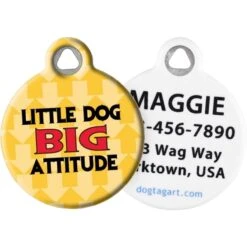 Dog Tag Art Little Dog Big Attitude Personalized Dog ID Tag