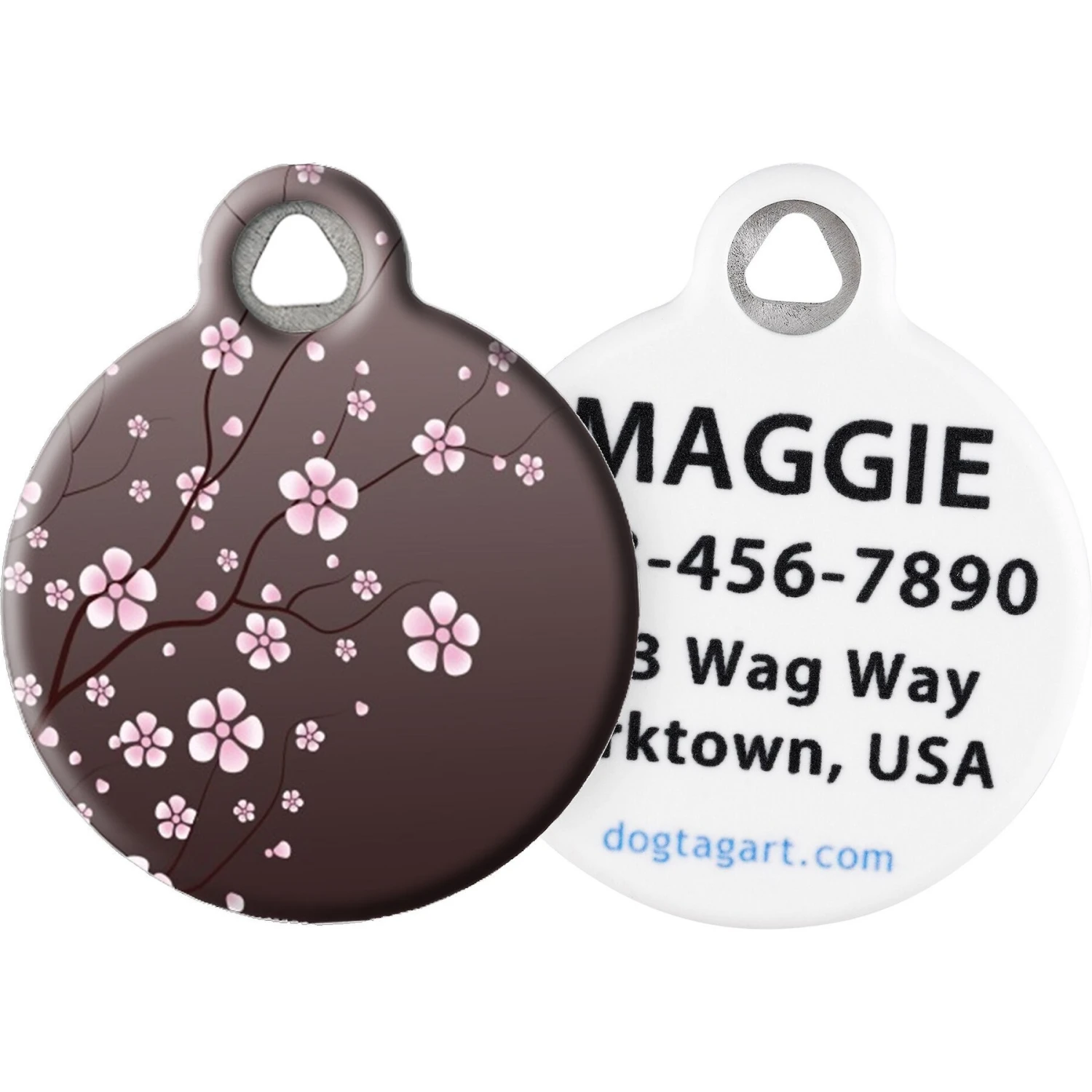 Dog Tag Art Asian Cherry Blossom Personalized Dog & Cat ID Tag 3 Dog Tag Art Asian Cherry Blossom Personalized Dog & Cat ID Tag