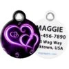 Dog Tag Art Neon Purple Hearts Personalized Dog & Cat ID Tag