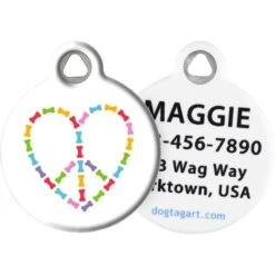 Dog Tag Art Peace & Love Bones Personalized Dog ID Tag